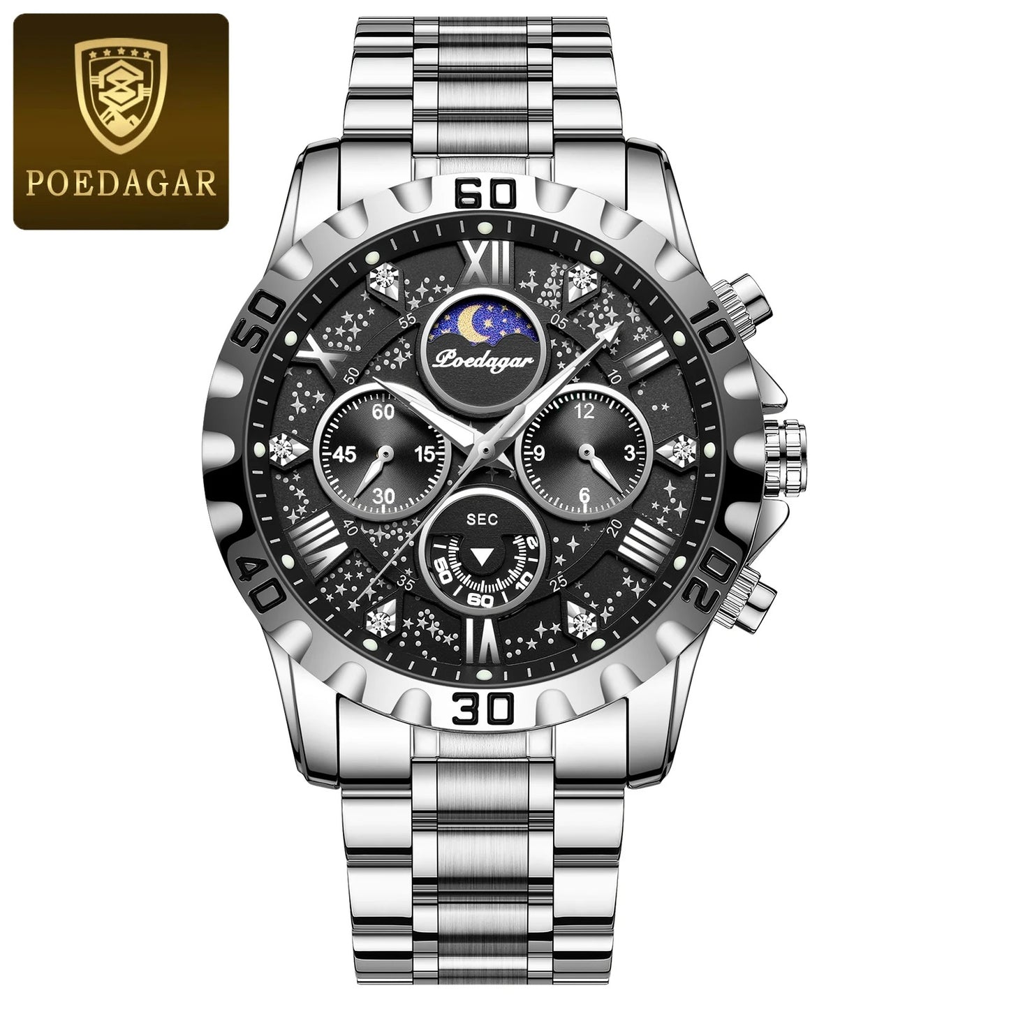 POEDAGAR Luxury Man Wristwatch Waterproof Luminous Chronograph Sports Men Watch