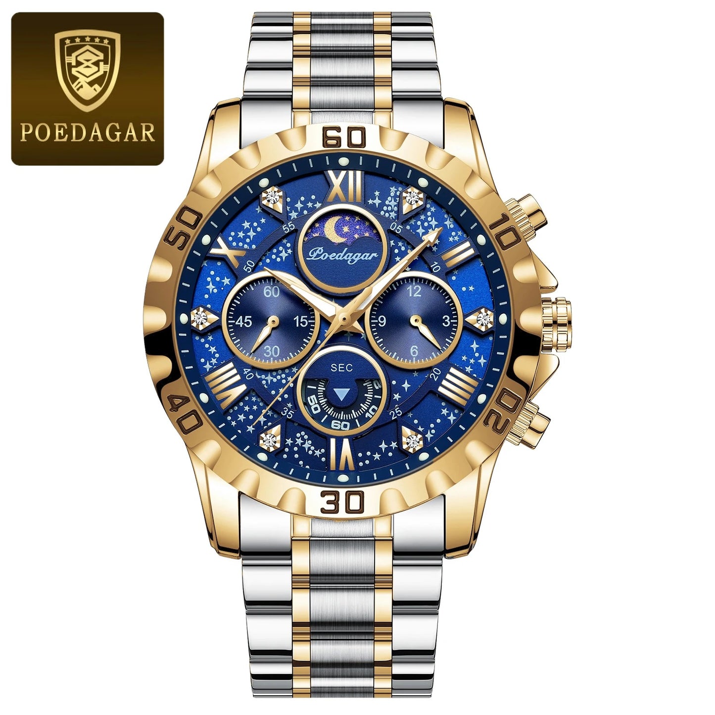POEDAGAR Luxury Man Wristwatch Waterproof Luminous Chronograph Sports Men Watch