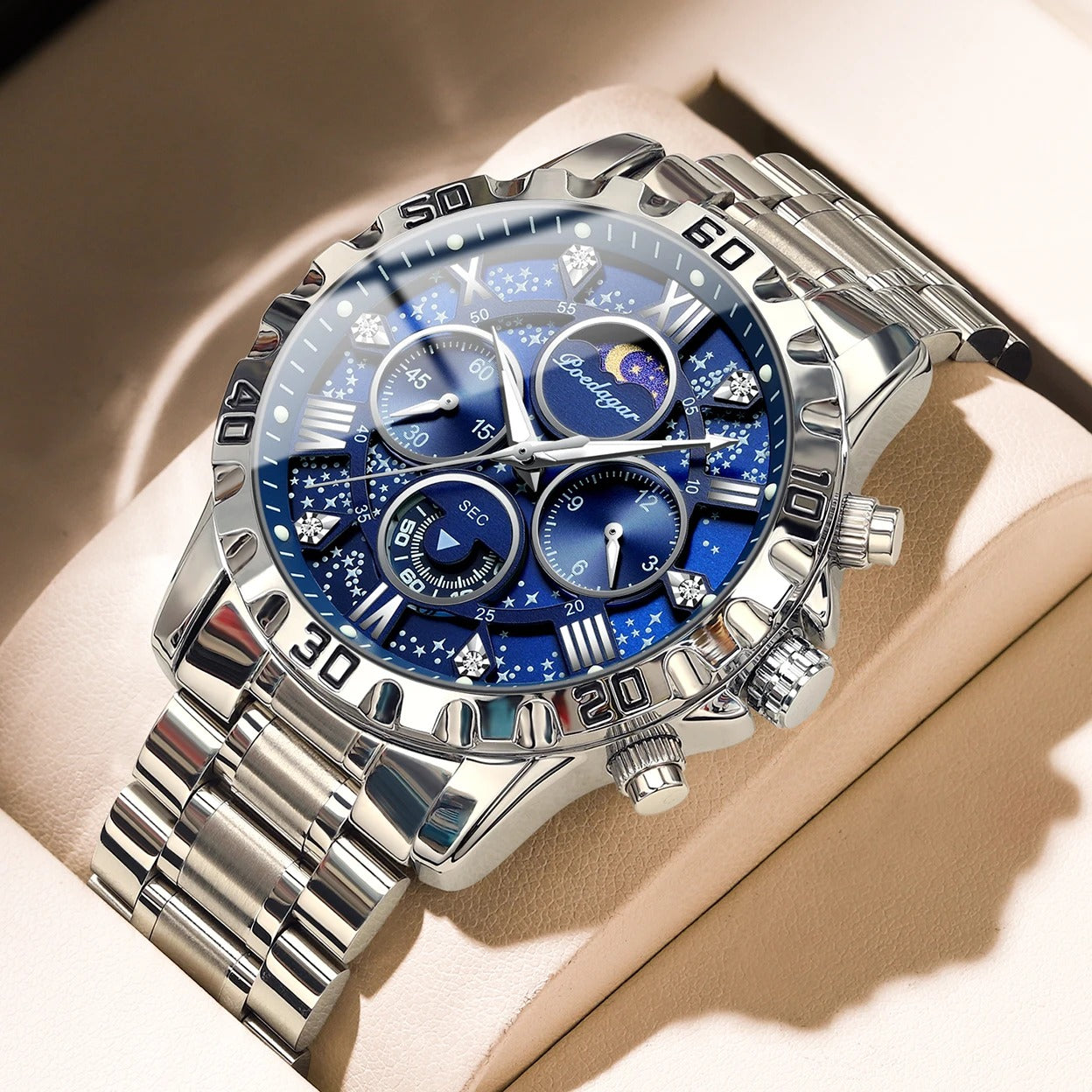 POEDAGAR Luxury Man Wristwatch Waterproof Luminous Chronograph Sports Men Watch