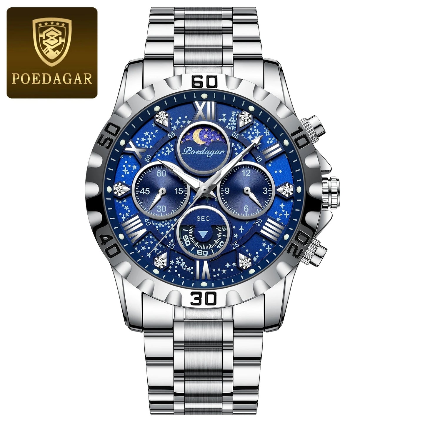 POEDAGAR Luxury Man Wristwatch Waterproof Luminous Chronograph Sports Men Watch