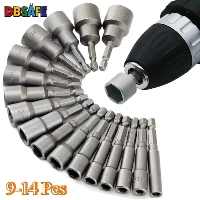 9-14pcs 5mm-13mm Hex Sockets Sleeve Nozzles Nut Driver Set Screwdriver Set