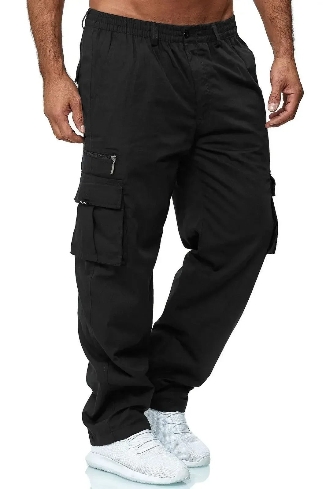 Work PantsNew Men Multi Pocket Workwear Pants, Outdoor Loose Straight Leg Long Pants,