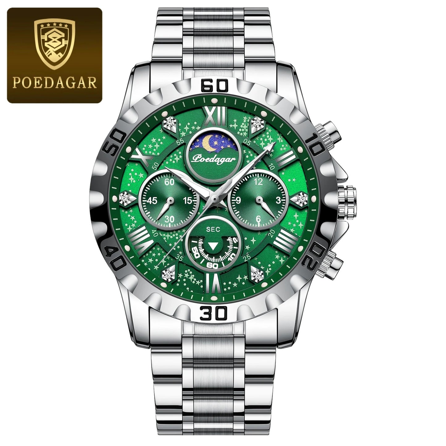 POEDAGAR Luxury Man Wristwatch Waterproof Luminous Chronograph Sports Men Watch