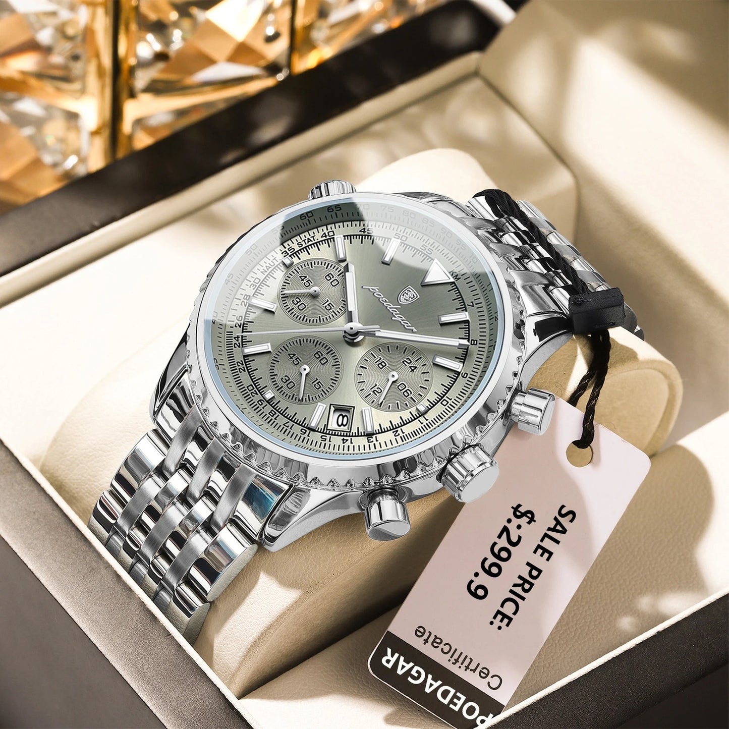 POEDAGAR Fashion Men's Quartz Watch Stainless Steel