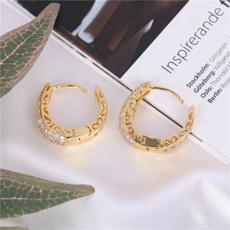 RAKOL Hollow Gold Color Hoop Earings for Women