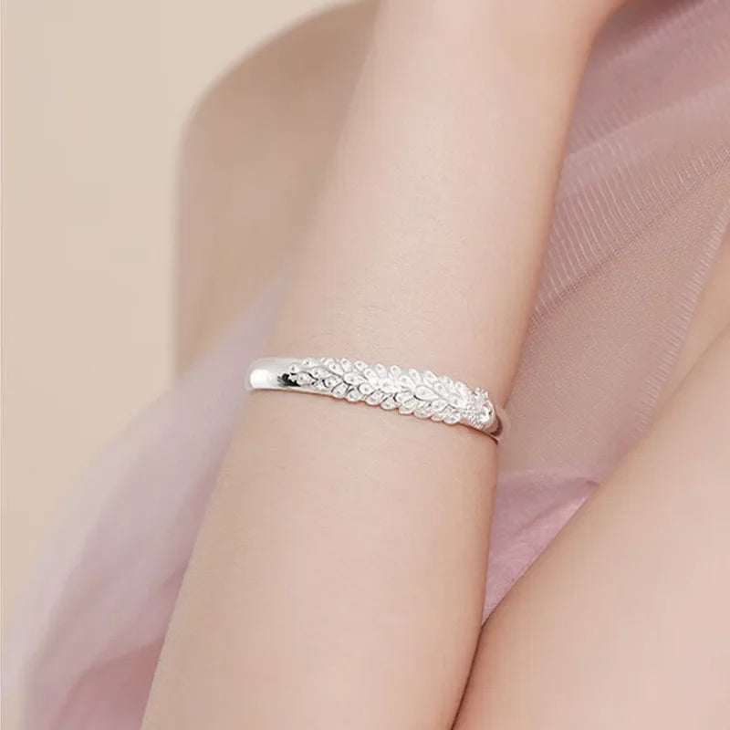 Silver Peacock Opening Screen Bracelet For Women Luxury Designer