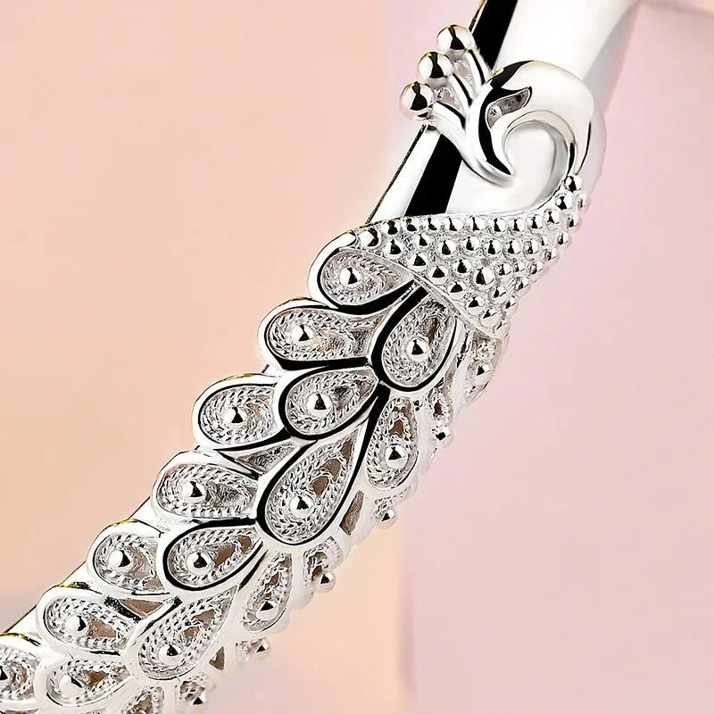 Silver Peacock Opening Screen Bracelet For Women Luxury Designer