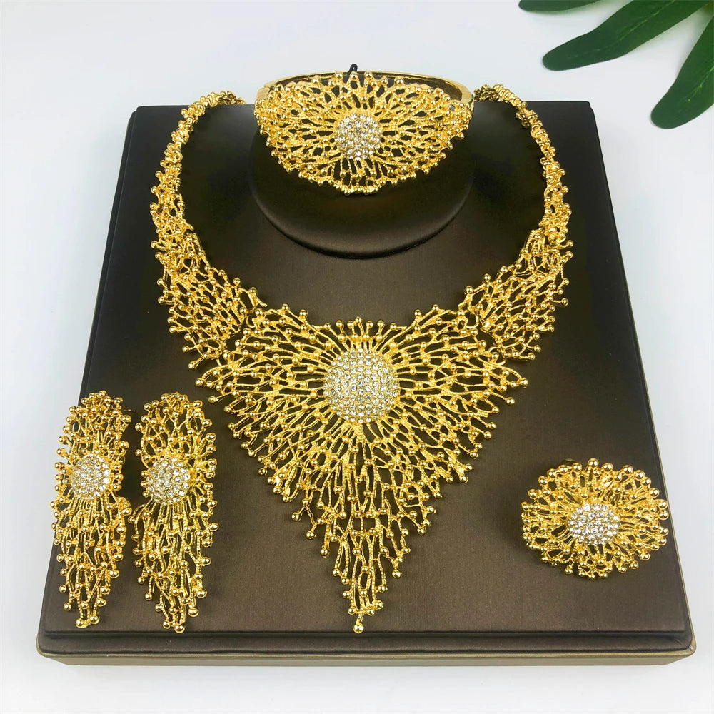 High Quality 18K Gold Plated Jewelry Sets For Women Bracelet And Ring