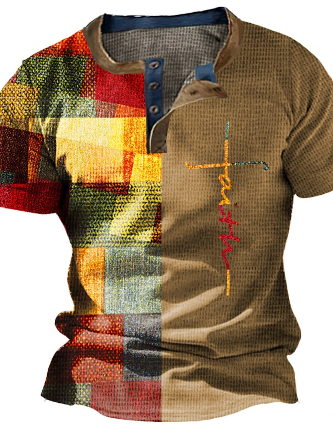 Summer Vintage Mens Shirt Cross Printed Short