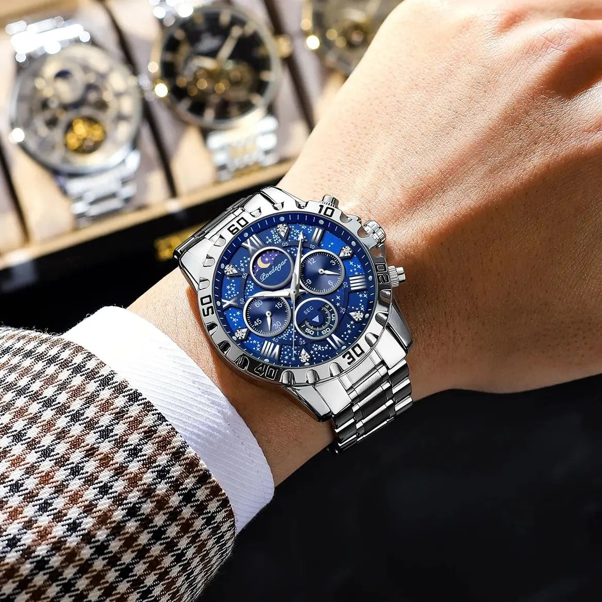 POEDAGAR Luxury Man Wristwatch Waterproof Luminous Chronograph Sports Men Watch
