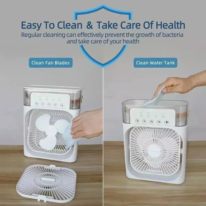 3 in 1 New Fan USB Air Conditioner Household Small Air Cooler LED Night Light Portable