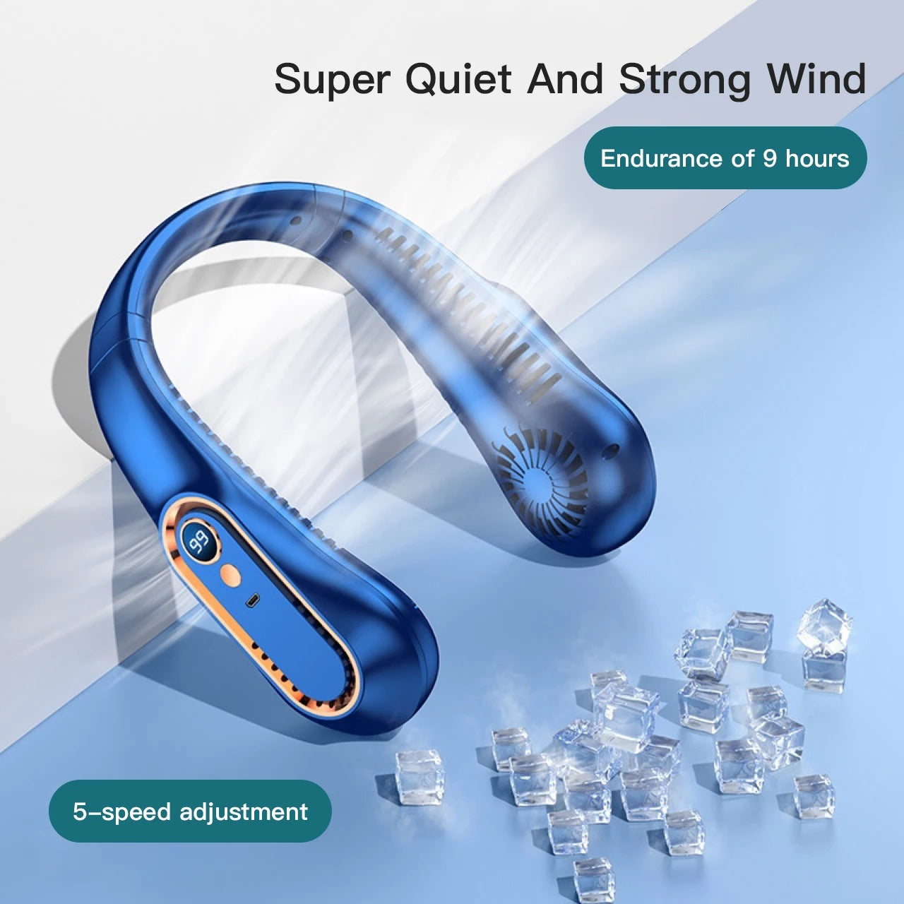 Fan 3000mA Portable Mini Hanging Neck Fan Bladeless Neckband Fan Digital Display