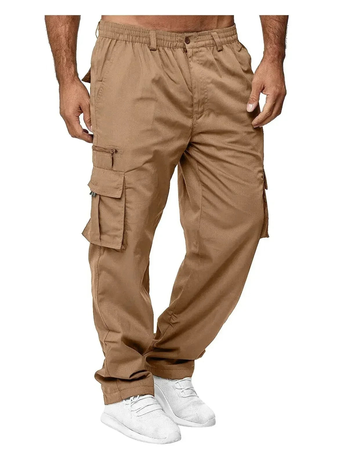 Work PantsNew Men Multi Pocket Workwear Pants, Outdoor Loose Straight Leg Long Pants,