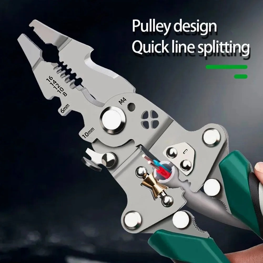 Foldable wire stripper, pulley design multi-function electrician wire splitter