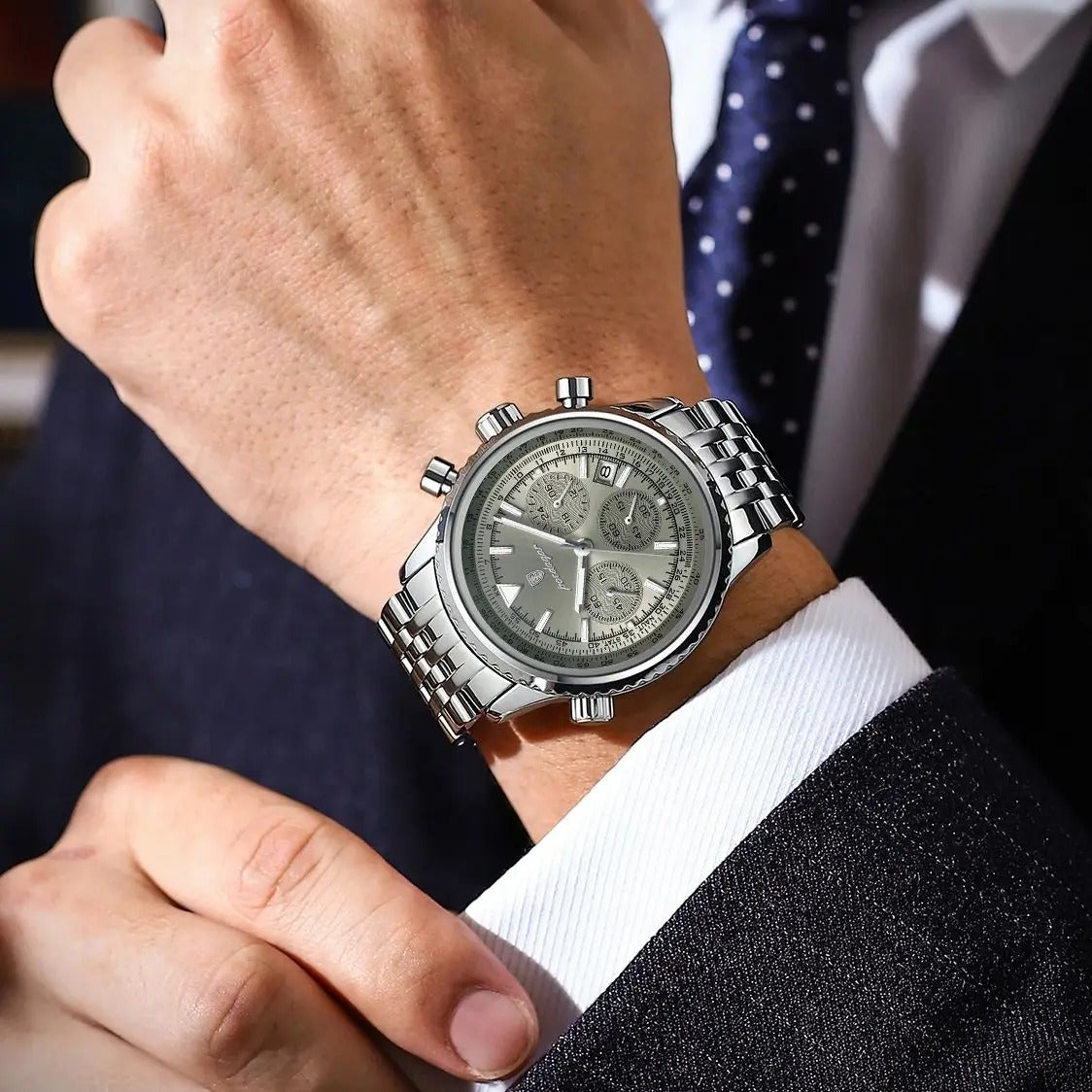 POEDAGAR Fashion Men's Quartz Watch Stainless Steel