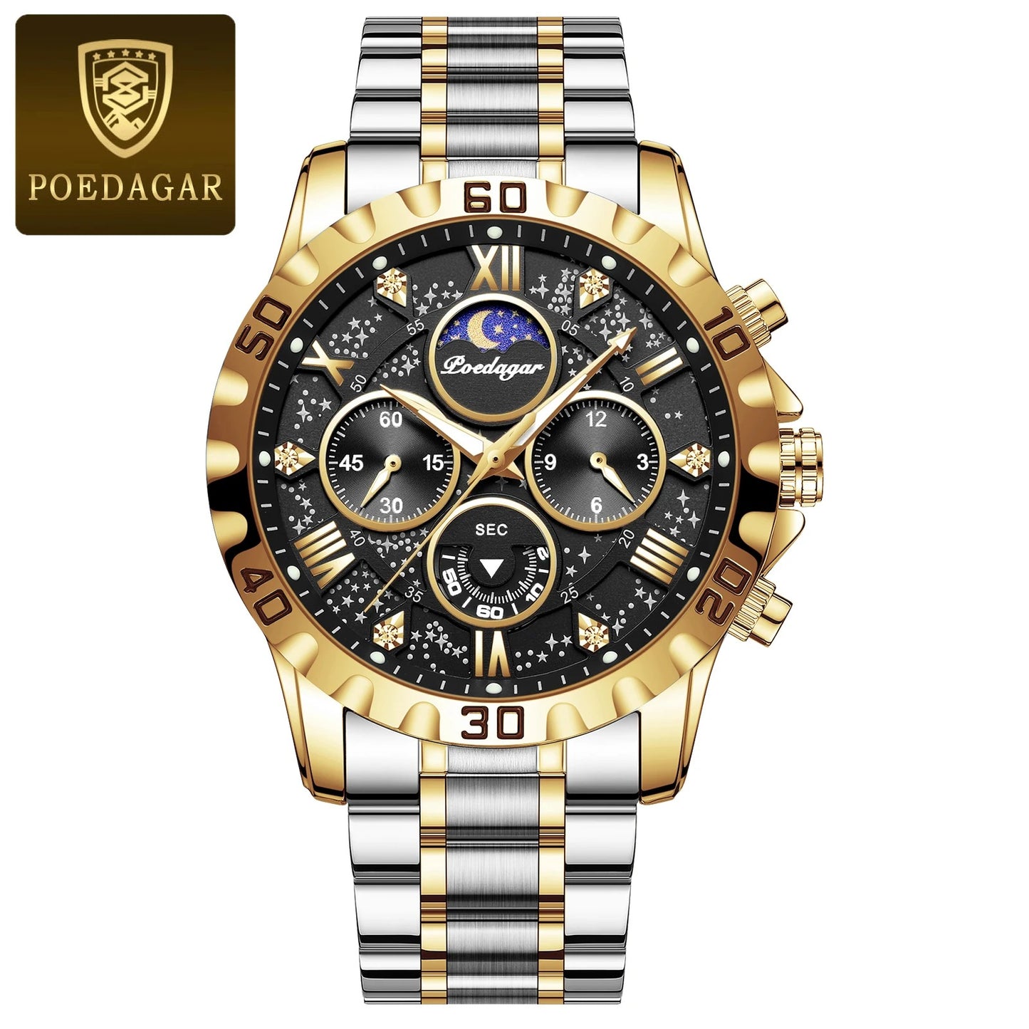 POEDAGAR Luxury Man Wristwatch Waterproof Luminous Chronograph Sports Men Watch