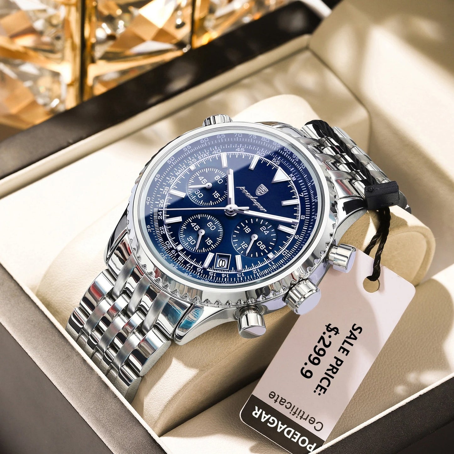 POEDAGAR Fashion Men's Quartz Watch Stainless Steel