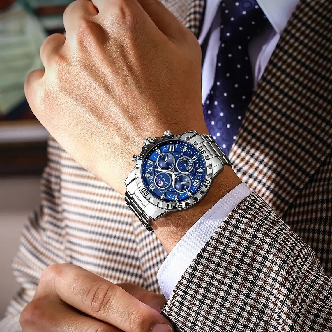 POEDAGAR Luxury Man Wristwatch Waterproof Luminous Chronograph Sports Men Watch