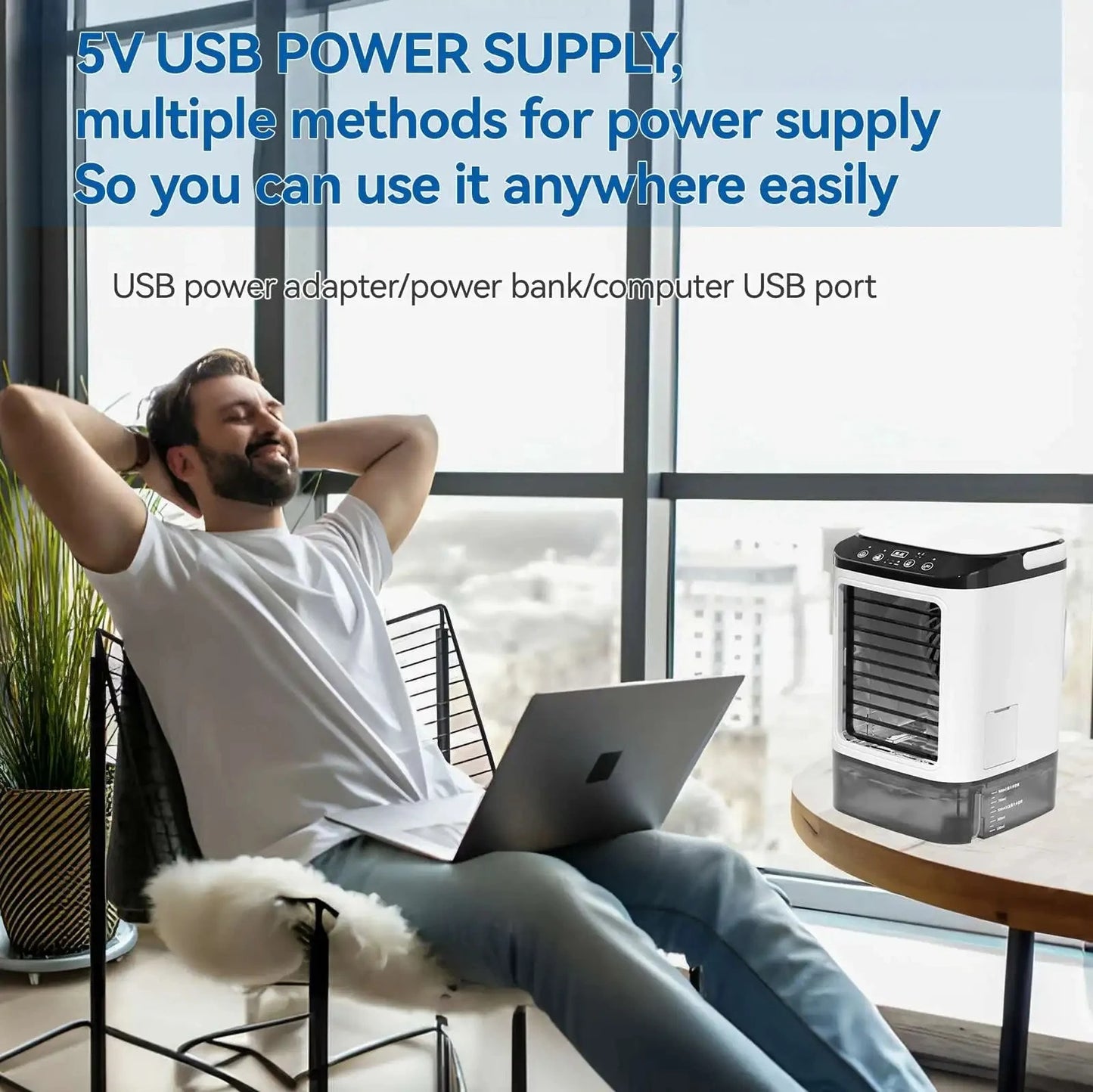 Portable Air Conditioner 3-Speed Small AC Unit Mini Air Cooler 900ML Water Tank...