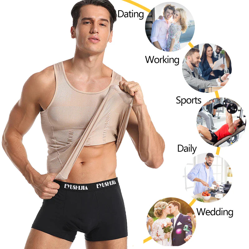 Slim and Lift Men's Body Shaper Vest with Firming Panels - 2024