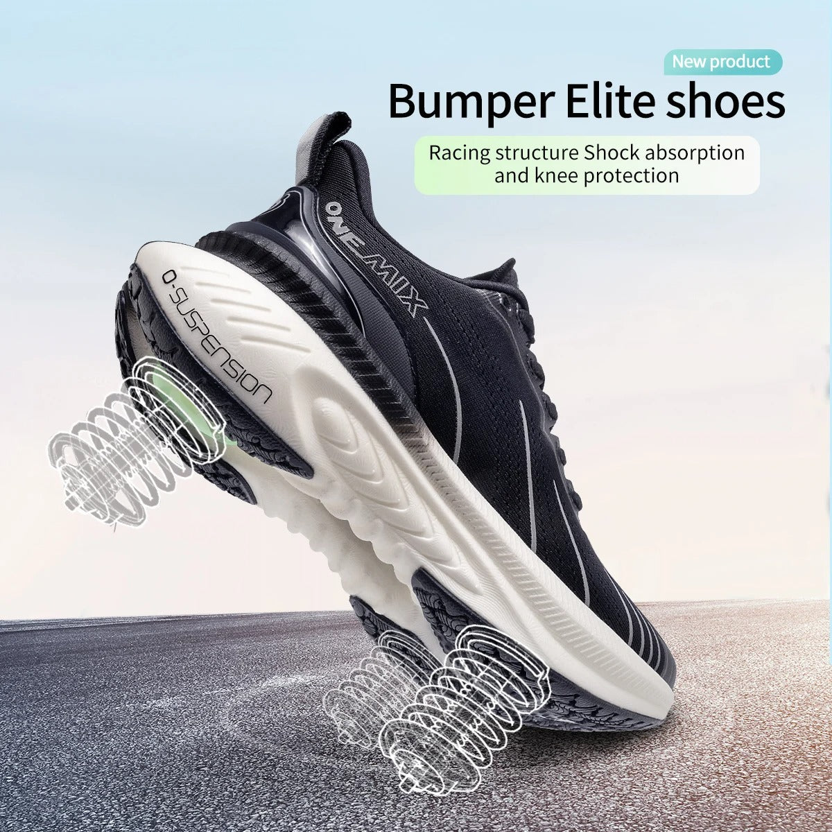 ONEMIX New Cushioning Running Shoes For Men Suitable Heavy Runners Lace Up Sports