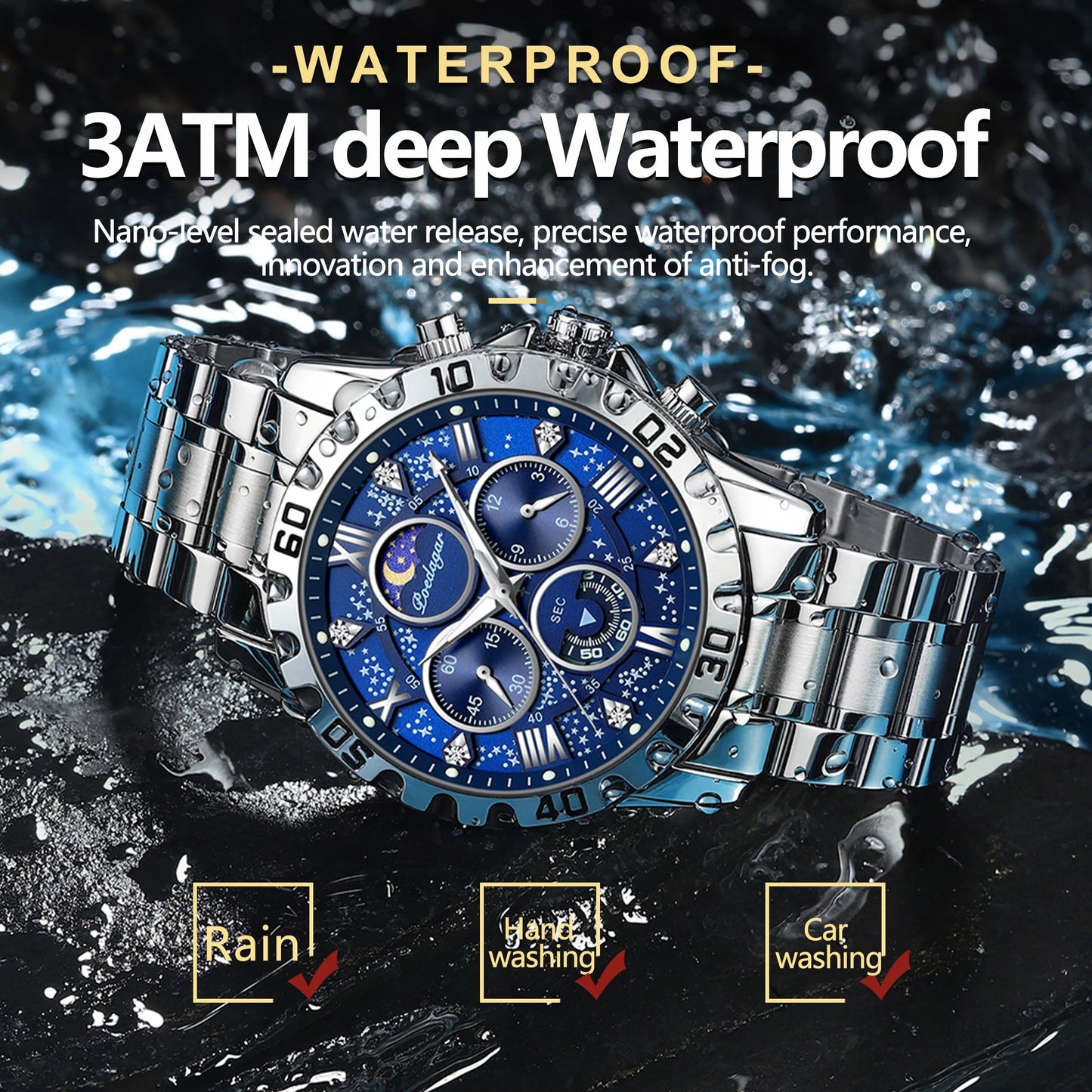 POEDAGAR Luxury Man Wristwatch Waterproof Luminous Chronograph Sports Men Watch