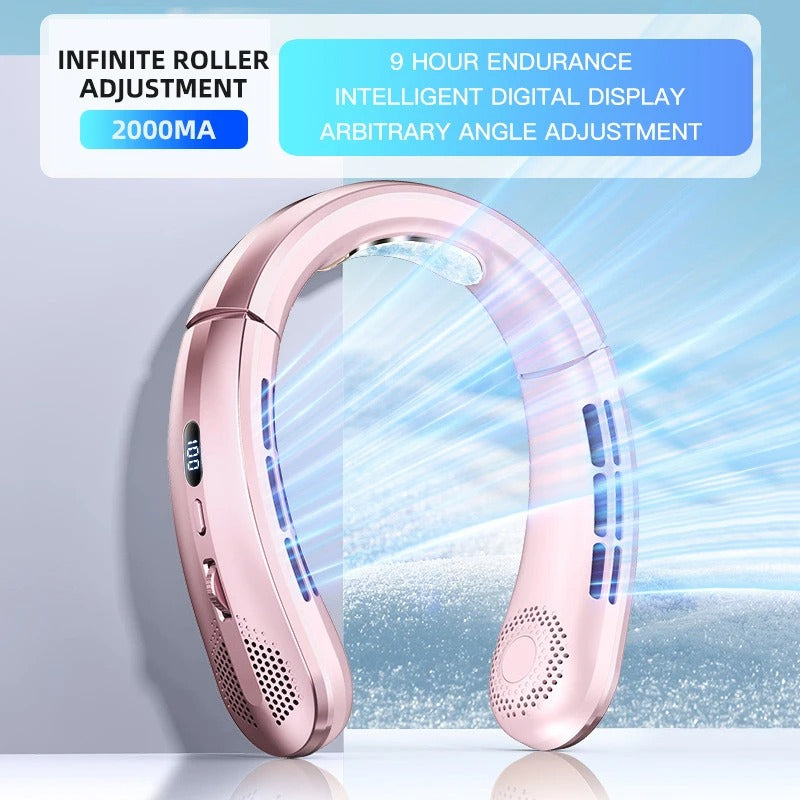 Fan 3000mA Portable Mini Hanging Neck Fan Bladeless Neckband Fan Digital Display