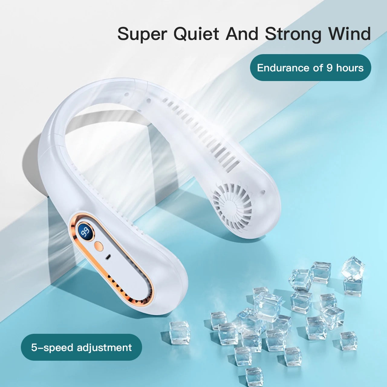 Fan 3000mA Portable Mini Hanging Neck Fan Bladeless Neckband Fan Digital Display