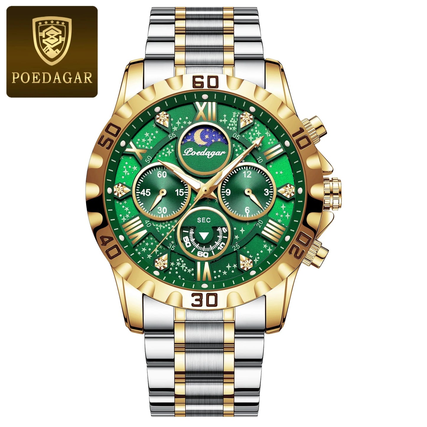 POEDAGAR Luxury Man Wristwatch Waterproof Luminous Chronograph Sports Men Watch