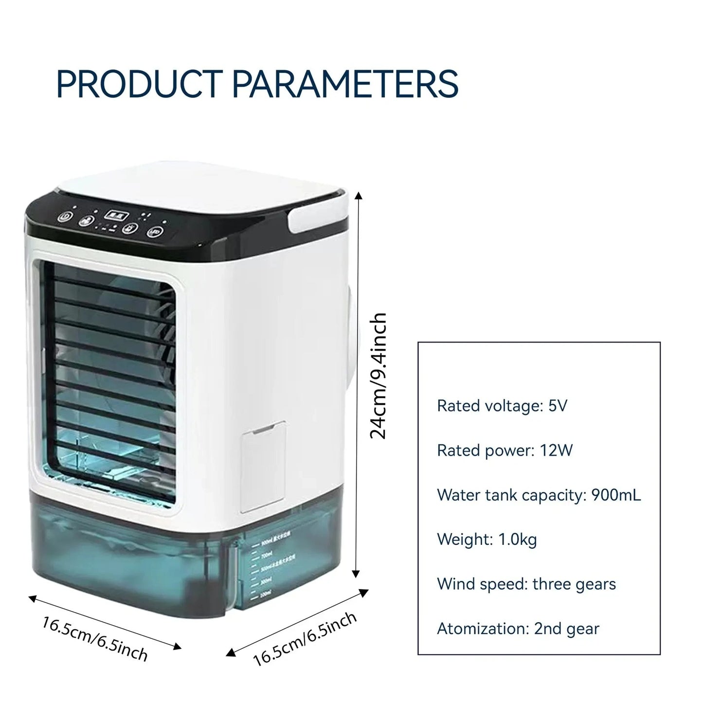 Portable Air Conditioner 3-Speed Small AC Unit Mini Air Cooler 900ML Water Tank...
