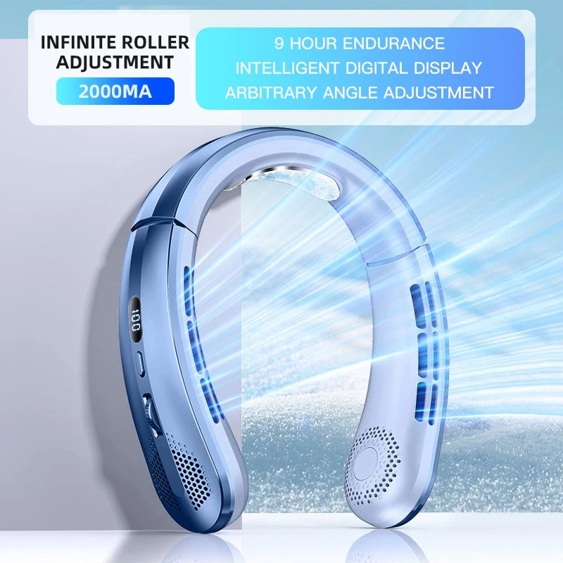 Fan 3000mA Portable Mini Hanging Neck Fan Bladeless Neckband Fan Digital Display