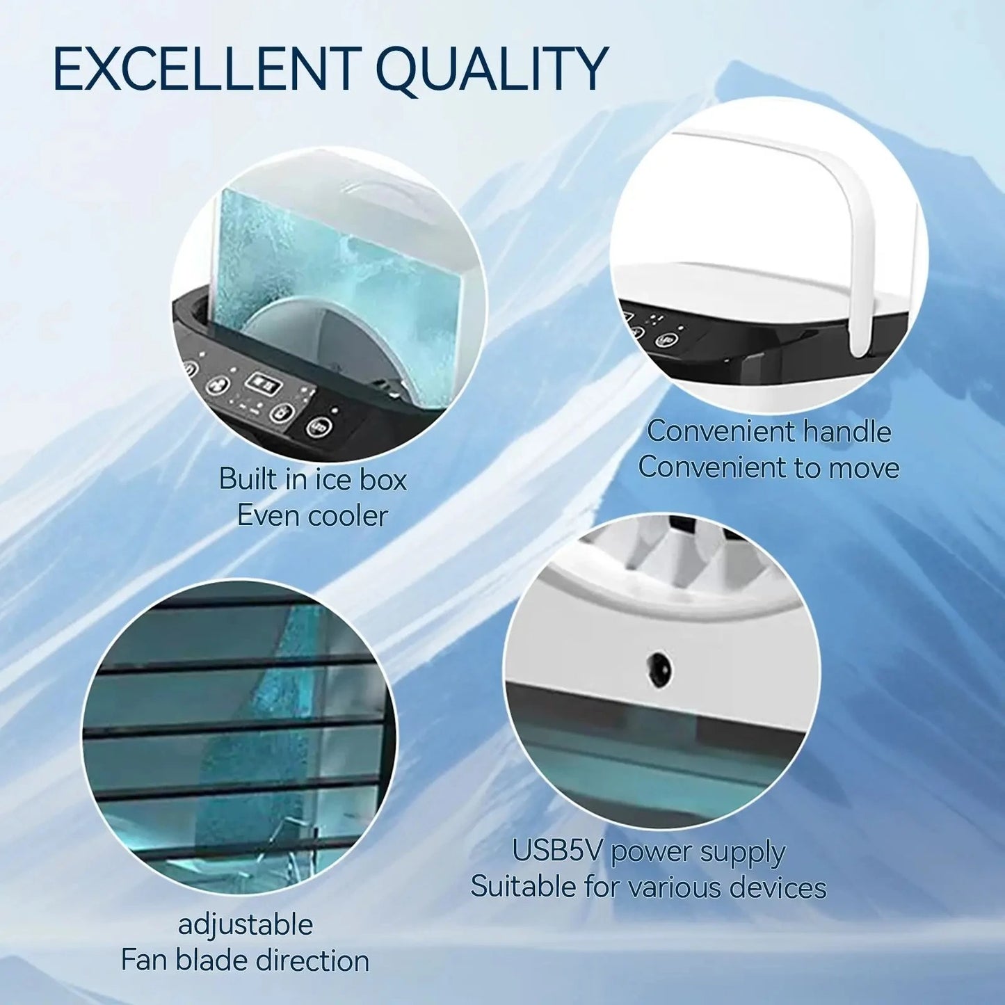 Portable Air Conditioner 3-Speed Small AC Unit Mini Air Cooler 900ML Water Tank...