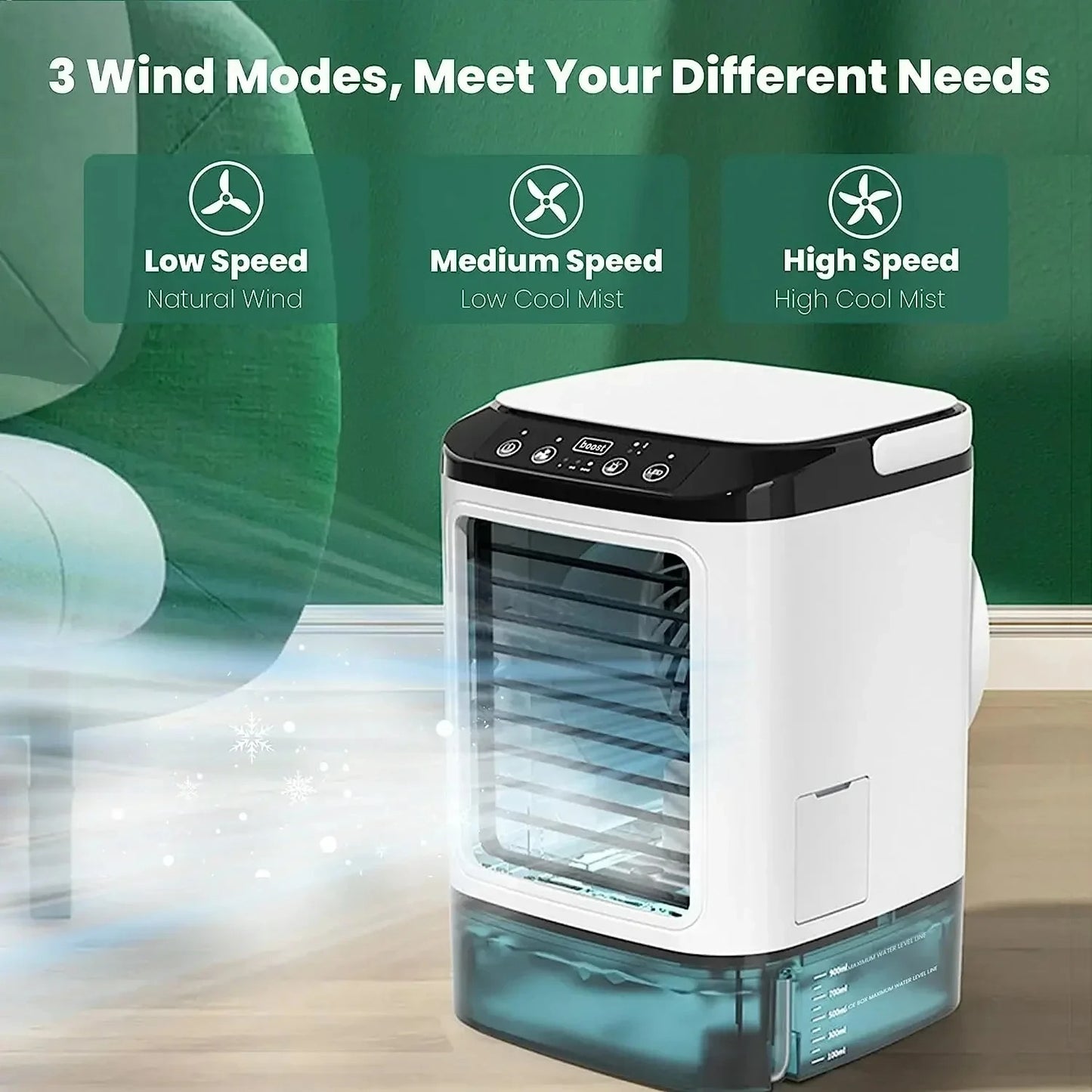 Portable Air Conditioner 3-Speed Small AC Unit Mini Air Cooler 900ML Water Tank...