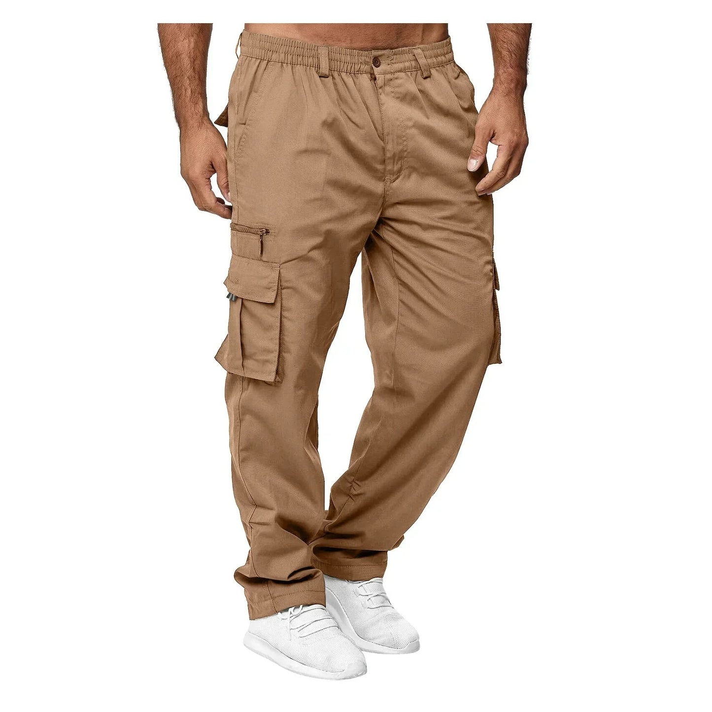 Work PantsNew Men Multi Pocket Workwear Pants, Outdoor Loose Straight Leg Long Pants,