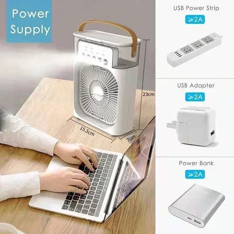 3 in 1 New Fan USB Air Conditioner Household Small Air Cooler LED Night Light Portable