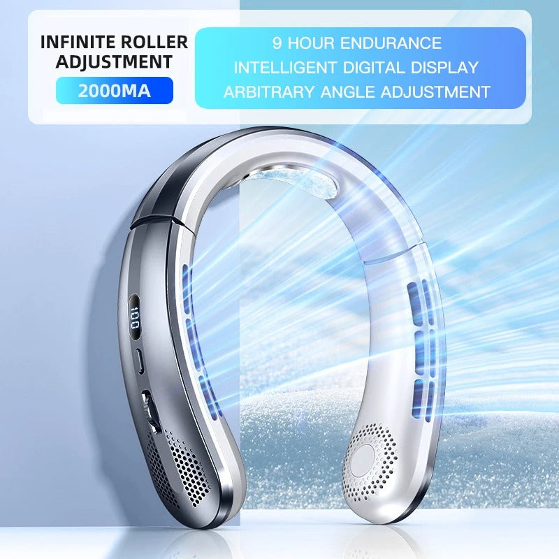 Fan 3000mA Portable Mini Hanging Neck Fan Bladeless Neckband Fan Digital Display