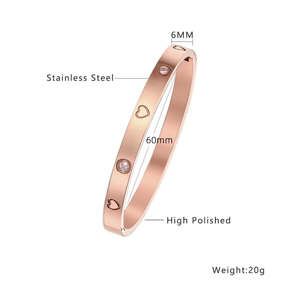 Stainless Steel Zirconium Embossed Bracelet Set