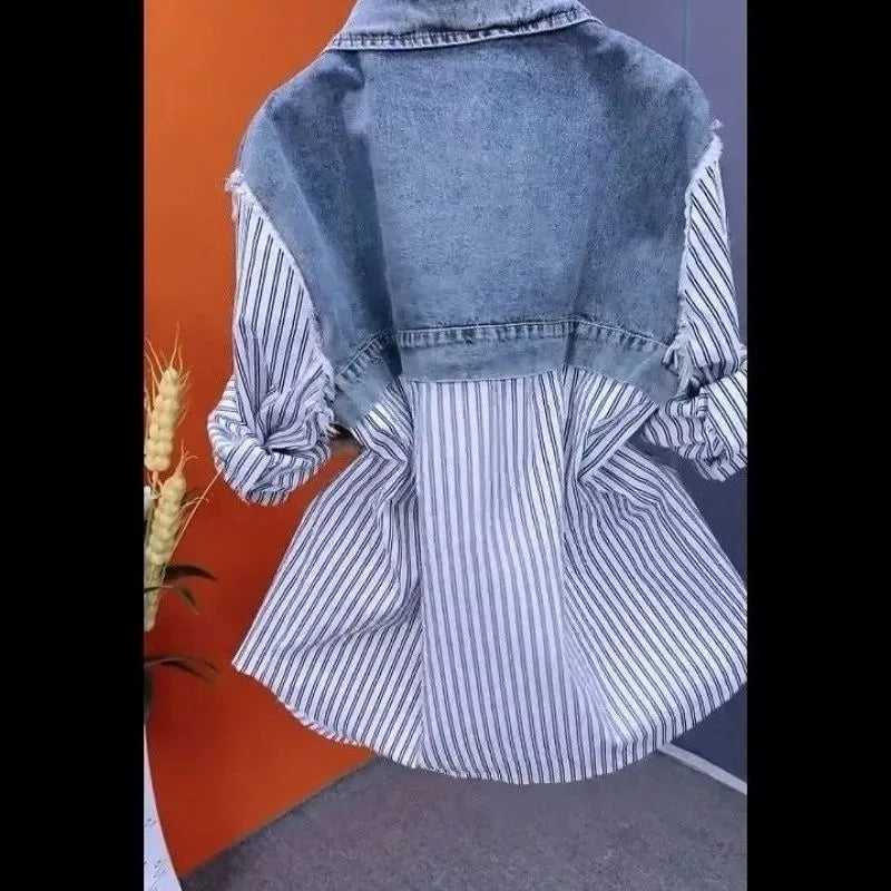 New Splicing Denim Jacket Women Spring Autumn