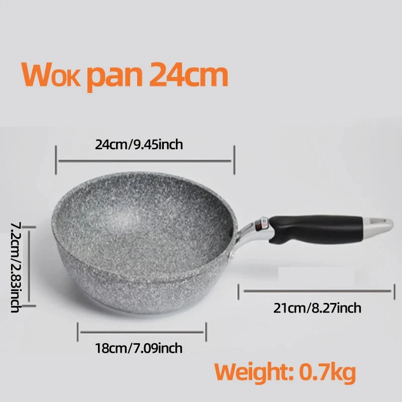 Durable Stone Frying Pan28/26/24/20cm Wok Non-stick Pan