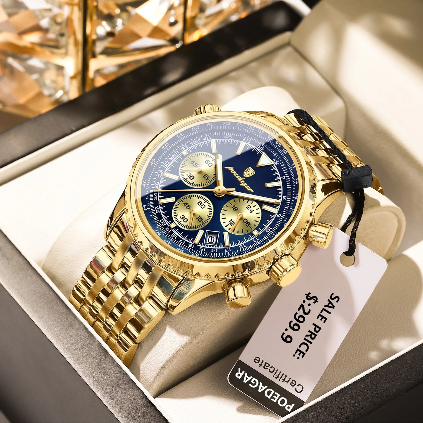 POEDAGAR Fashion Men's Quartz Watch Stainless Steel